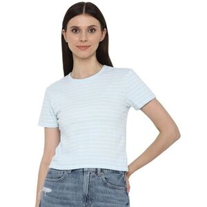 American Eagle Blue White Striped Crop Tee
